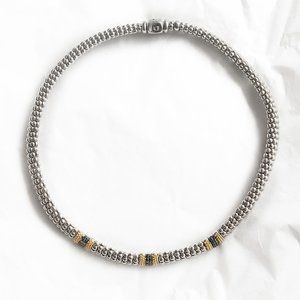 LAGOS 18K Gold & SS Black Diamond Necklace